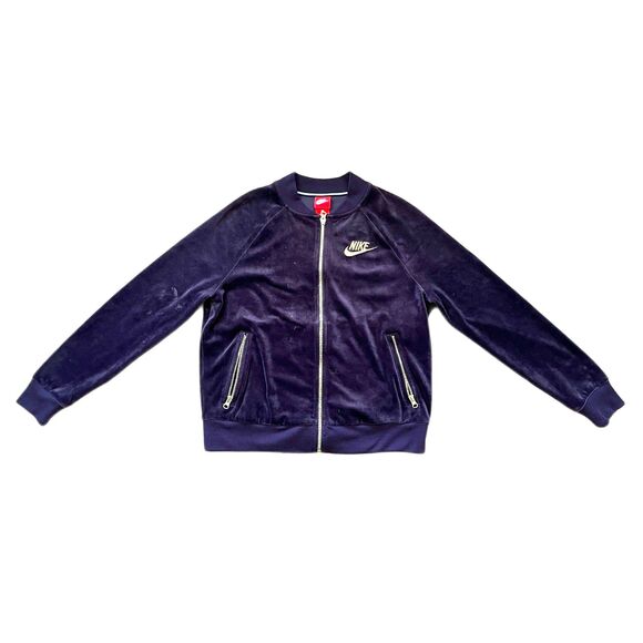 NIKE Purple & Gold Velour Velvet Full Zip Sweatshirt   Women’s Size Small - Picture 2 of 8